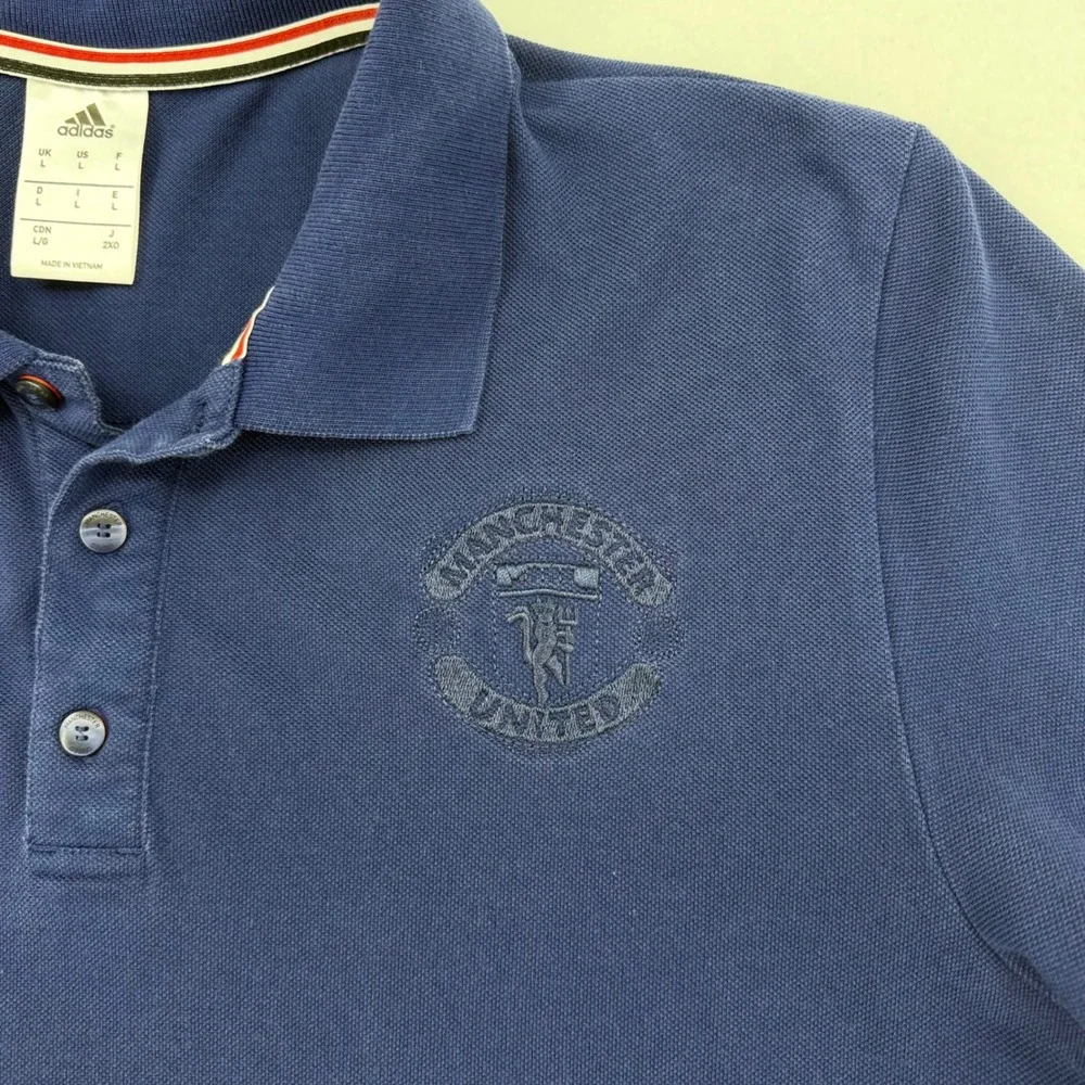 Adidas Manchester United FB Soccer Polo Shirt Mens Large Blue 2015